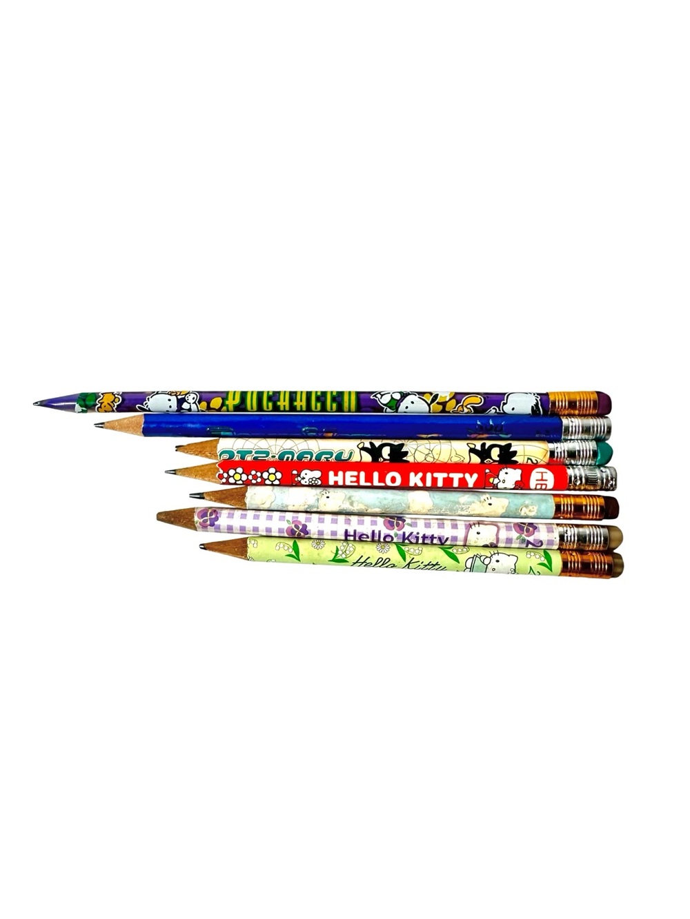 Vintage Sanrio Pencil 7 Pc Lot Hello Kitty Pochacco Badtz Maru 90s Y2K Rare Used